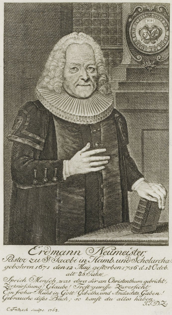 PPN663946751 Erdmann Neumeister, Hampurin St Jacobin ja Scholarchan pastori. (1763) tekijältä Christian Fritzsch