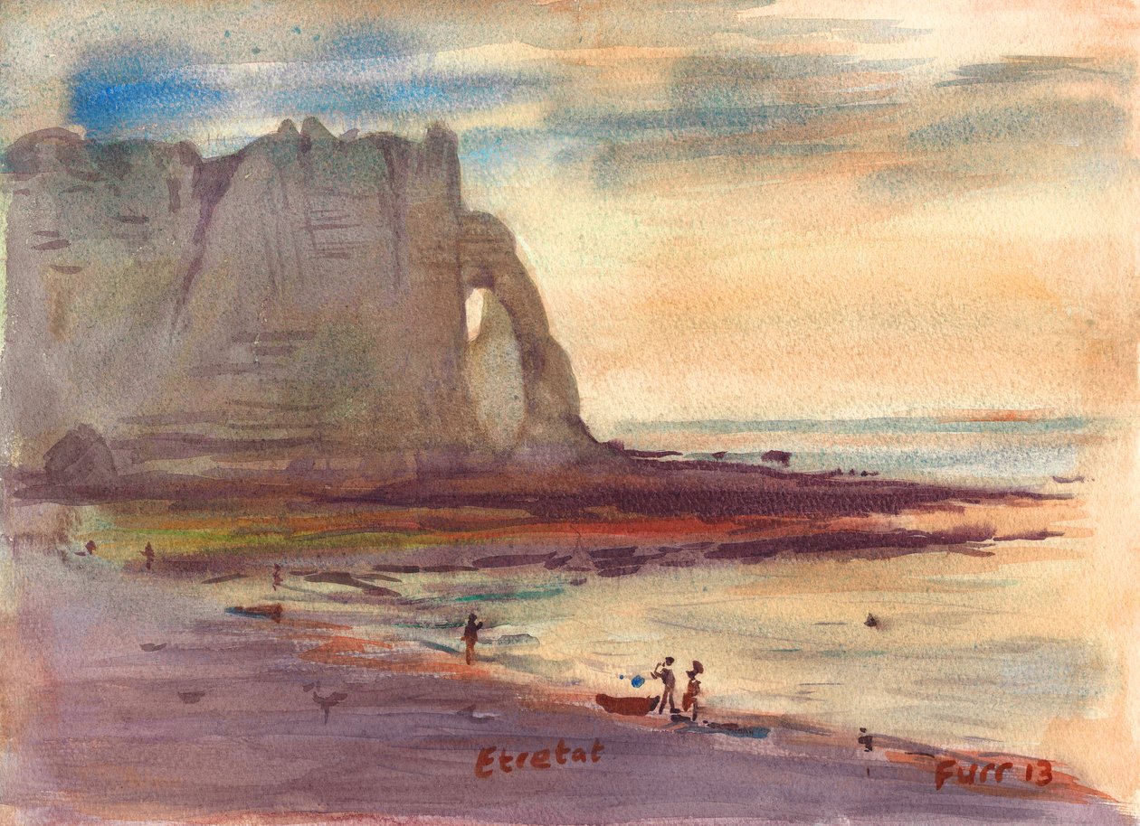 Burnt Orange Burgundy Etretat (vesiväri) (palanut oranssi) tekijältä Christian Furr