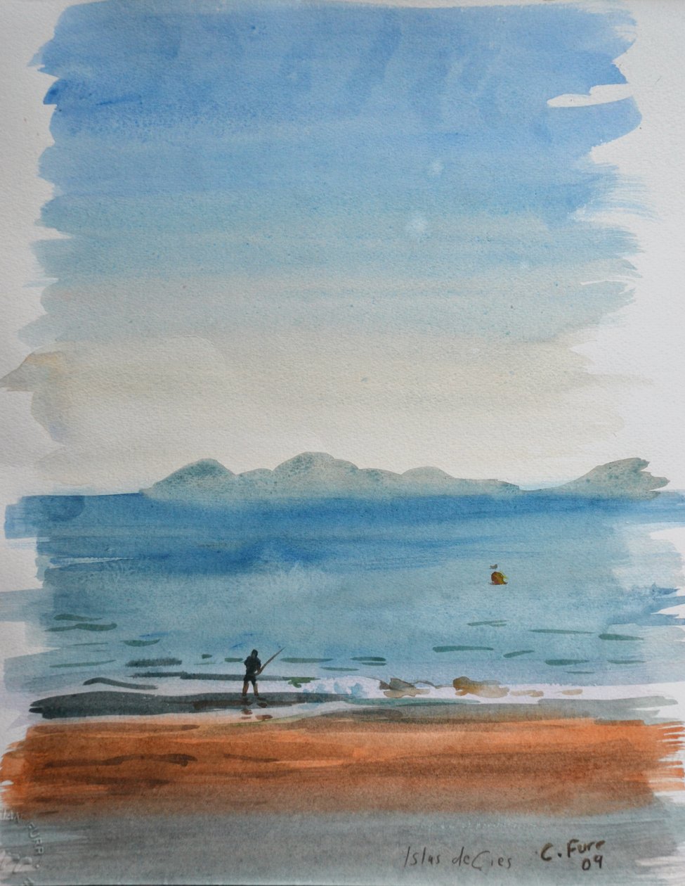 Islas De Cies, 2013 (akvarelli) tekijältä Christian Furr