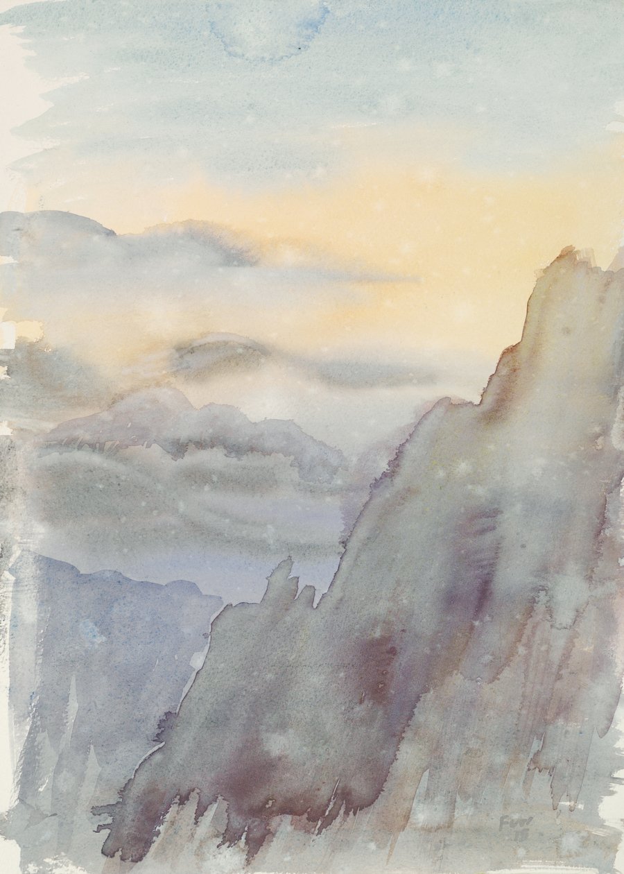 Mountain Bliss - PaiyunTing II, 2015 (vesiväri paperille) tekijältä Christian Furr