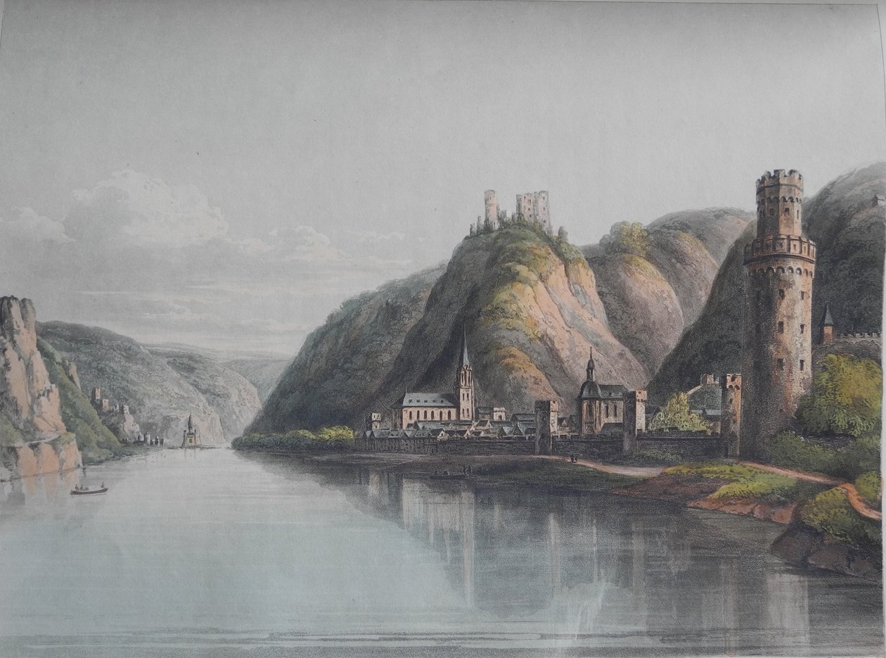 Näkymä Oberweselistä. Lähde: Kuvankaunis kiertue Reiniä pitkin Mentzistä Kölniin, 1820. tekijältä Christian Georg Schütz the Younger