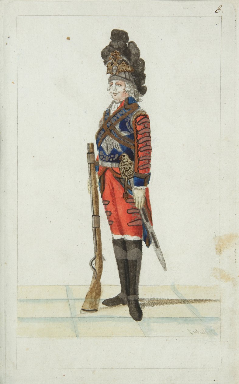 Henkivartioston ratsuväkirykmentin upseeri, 1793 tekijältä Christian Gottfried Heinrich Geissler
