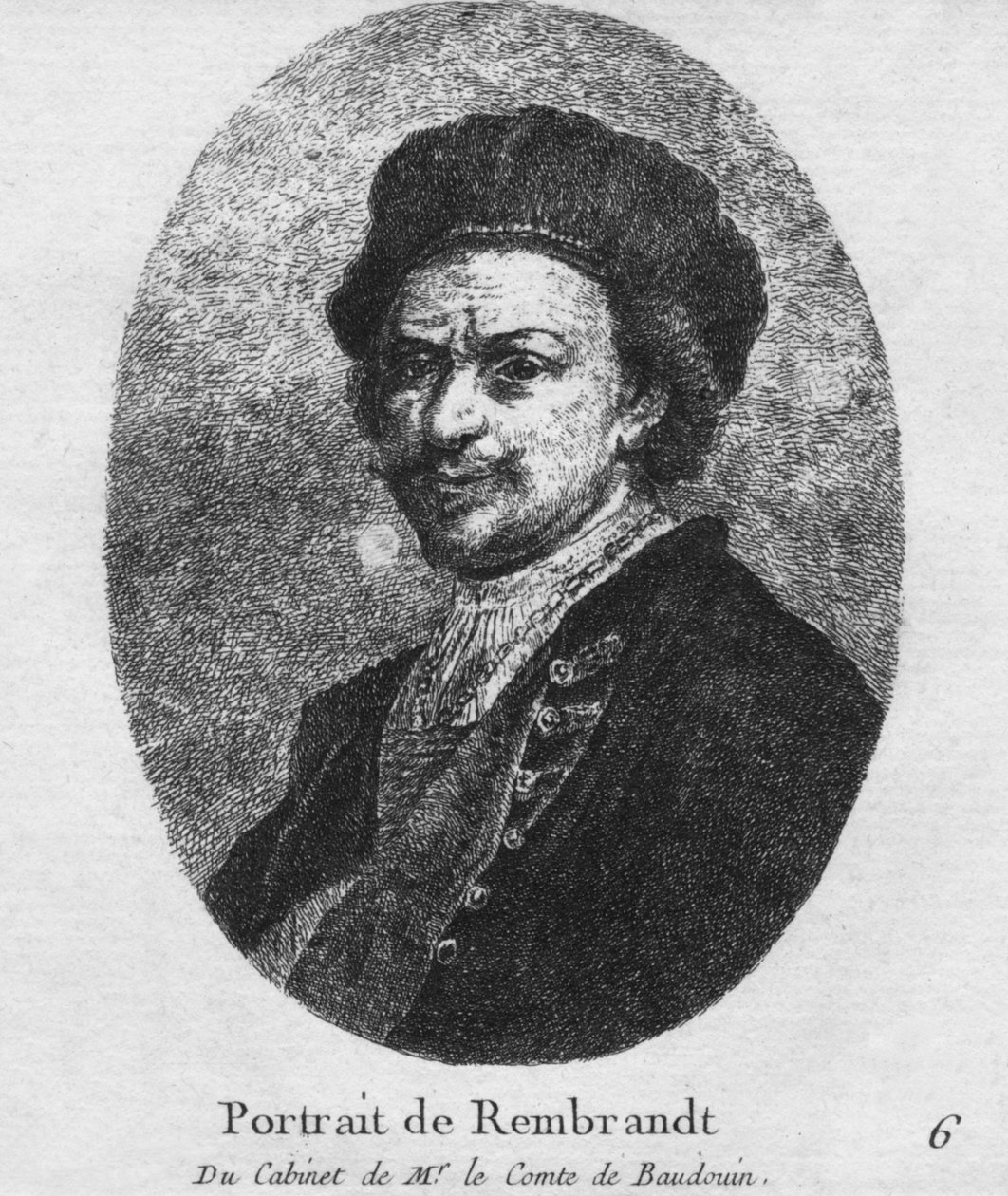 Rembrandtin muotokuva - herra le Comte de Baudouinin kabinetista, n. 1770 tekijältä Christian Gottfried Schultze