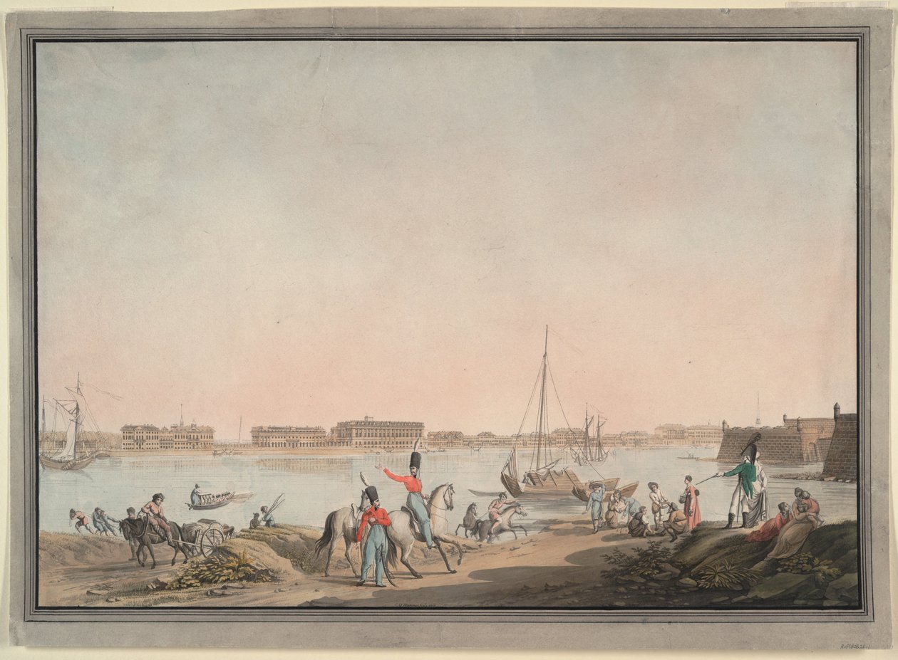 Näkymä Pietariin Nevasta, 1808 tekijältä Christian Gottlieb Hammer