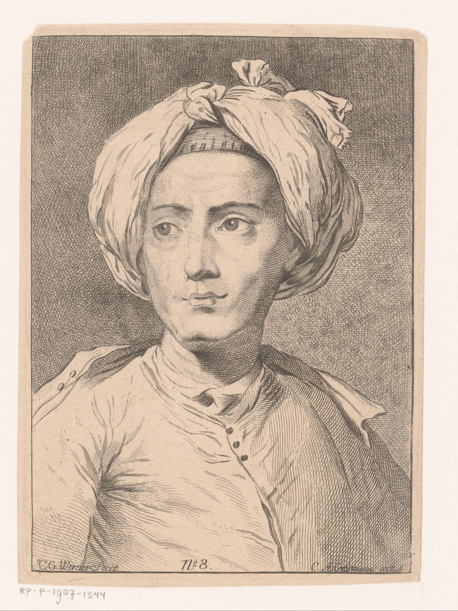 Miehen muotokuva, mahdollisesti omakuva Christian Gottlieb Werneristä tekijältä Christian Gottlieb Werner (prentmaker)