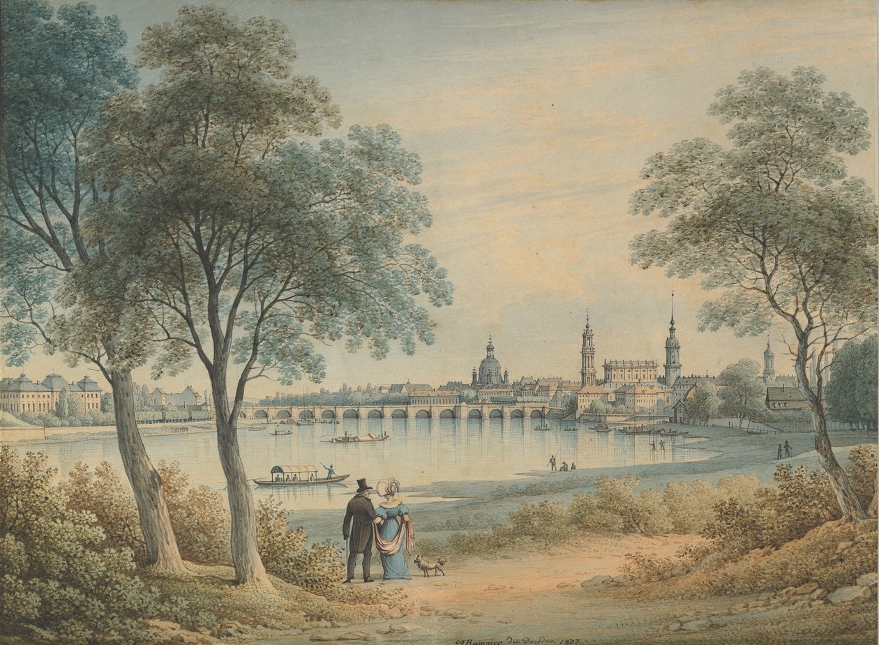 Näkymä Dresdeniin lännestä, 1833. tekijältä Christian Gottlob Hammer