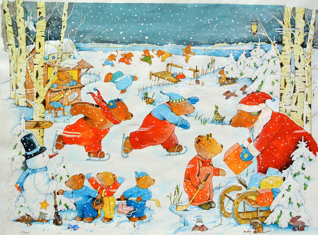 Bears on the Ice, 2009 (akvarelli paperille) tekijältä Christian Kaempf