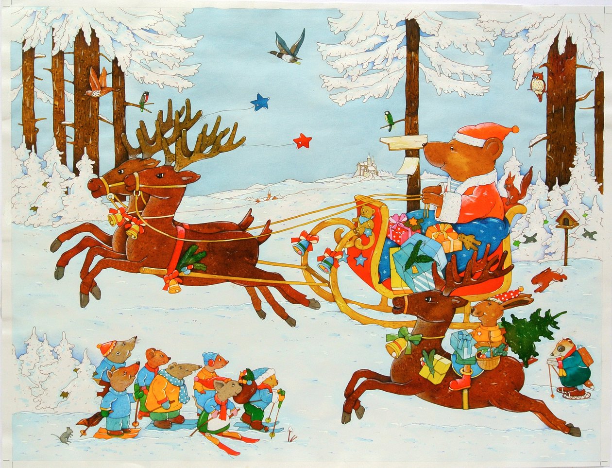 Joulukarhu, 2011 (akvarelli paperille) tekijältä Christian Kaempf