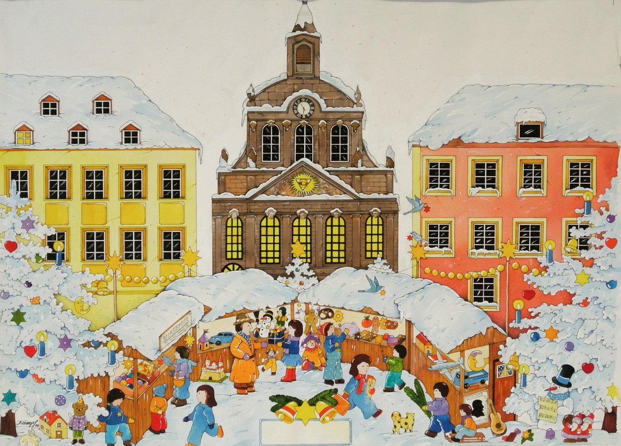 Joulumarkkinat, 2001 (akvarelli paperille) tekijältä Christian Kaempf