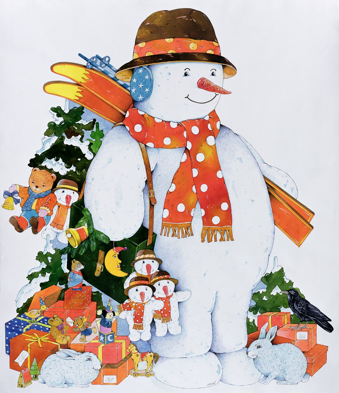 Lumiukko sukset, 1998 (wc paperilla) tekijältä Christian Kaempf