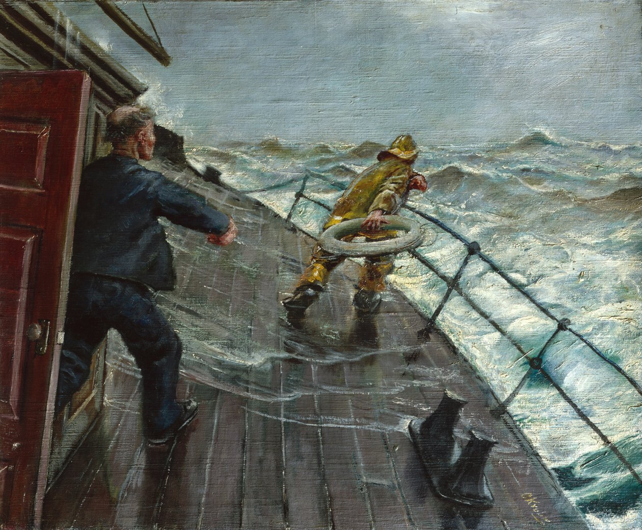 Mies yli laidan (öljy kankaalle) tekijältä Christian Krohg
