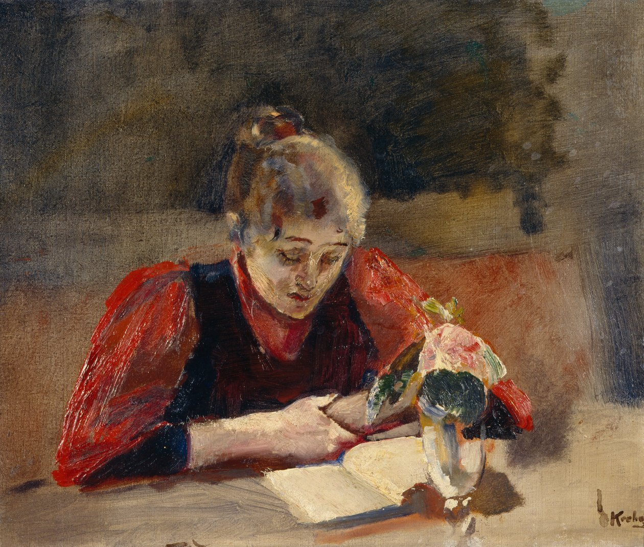Oda istuu ja lukee tekijältä Christian Krohg
