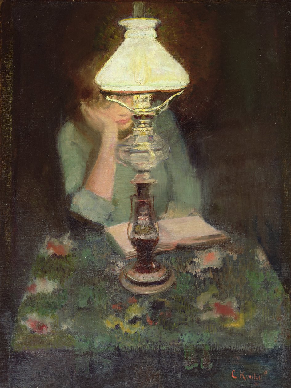 Oda lampulla (öljy kankaalle) tekijältä Christian Krohg