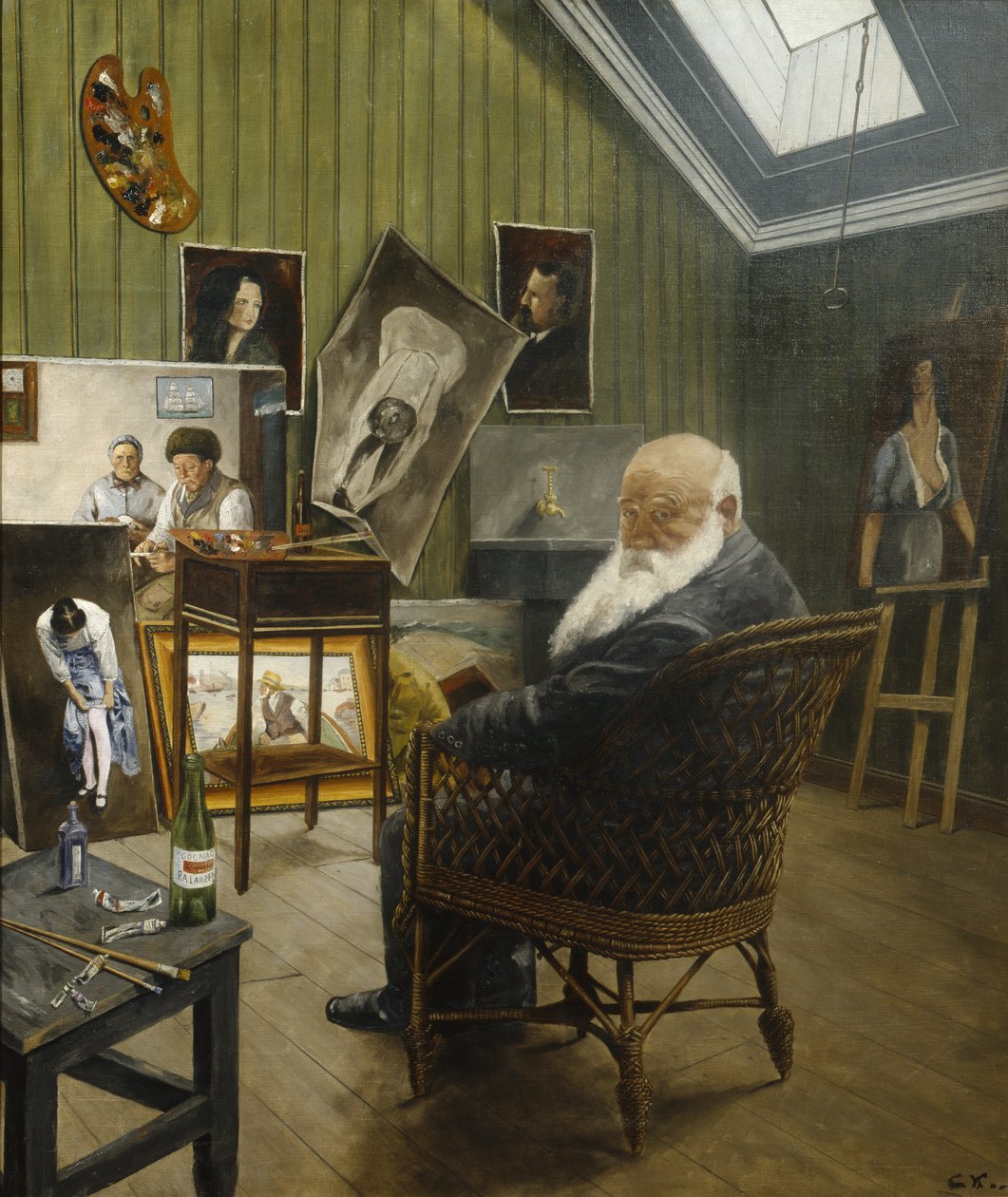 Omakuva studiossa (öljy kankaalle) tekijältä Christian Krohg