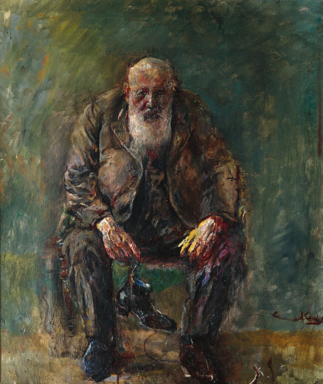 Omakuva saappaat jalassa, n.1920 (maalaus) tekijältä Christian Krohg