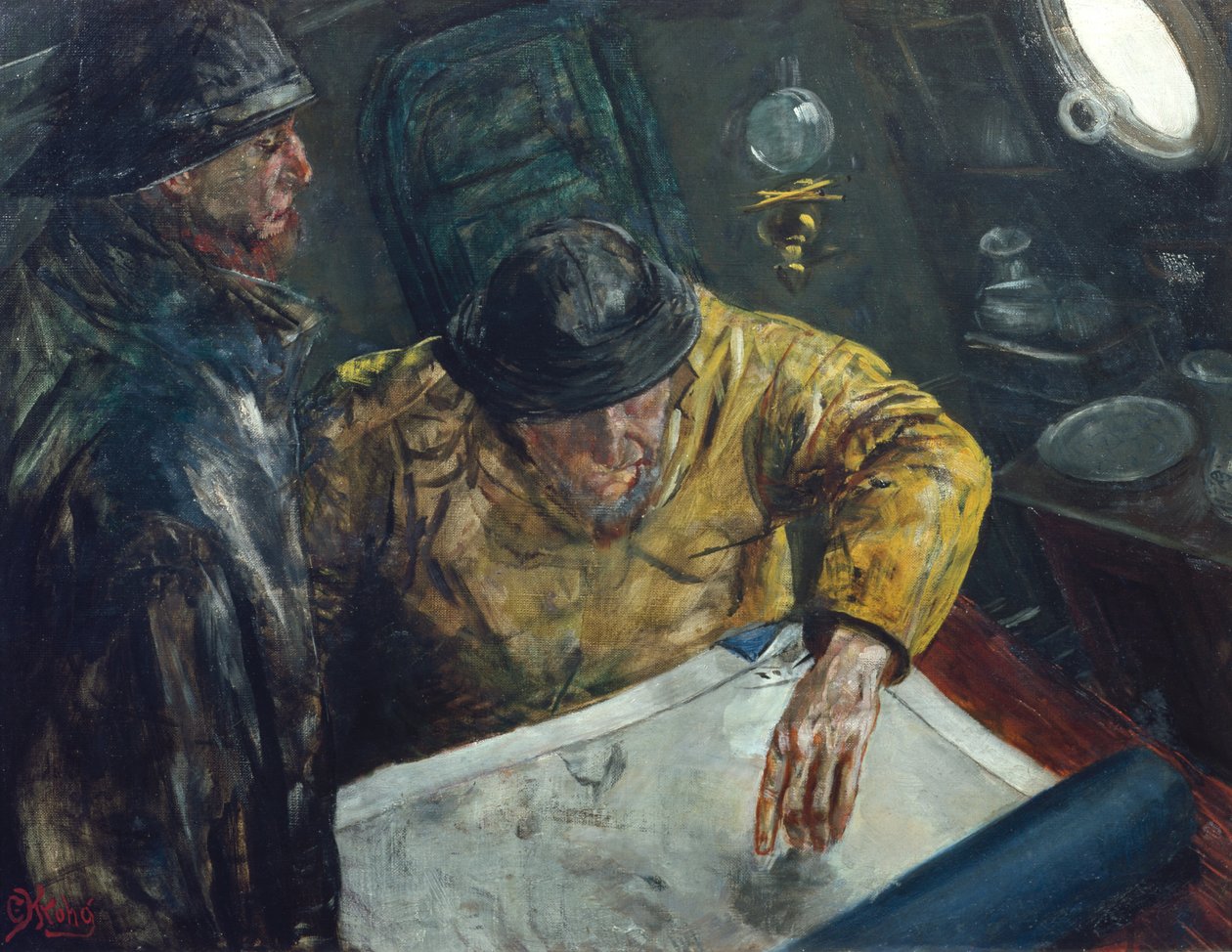 Kurssi on asetettu, n. 1888 tekijältä Christian Krohg