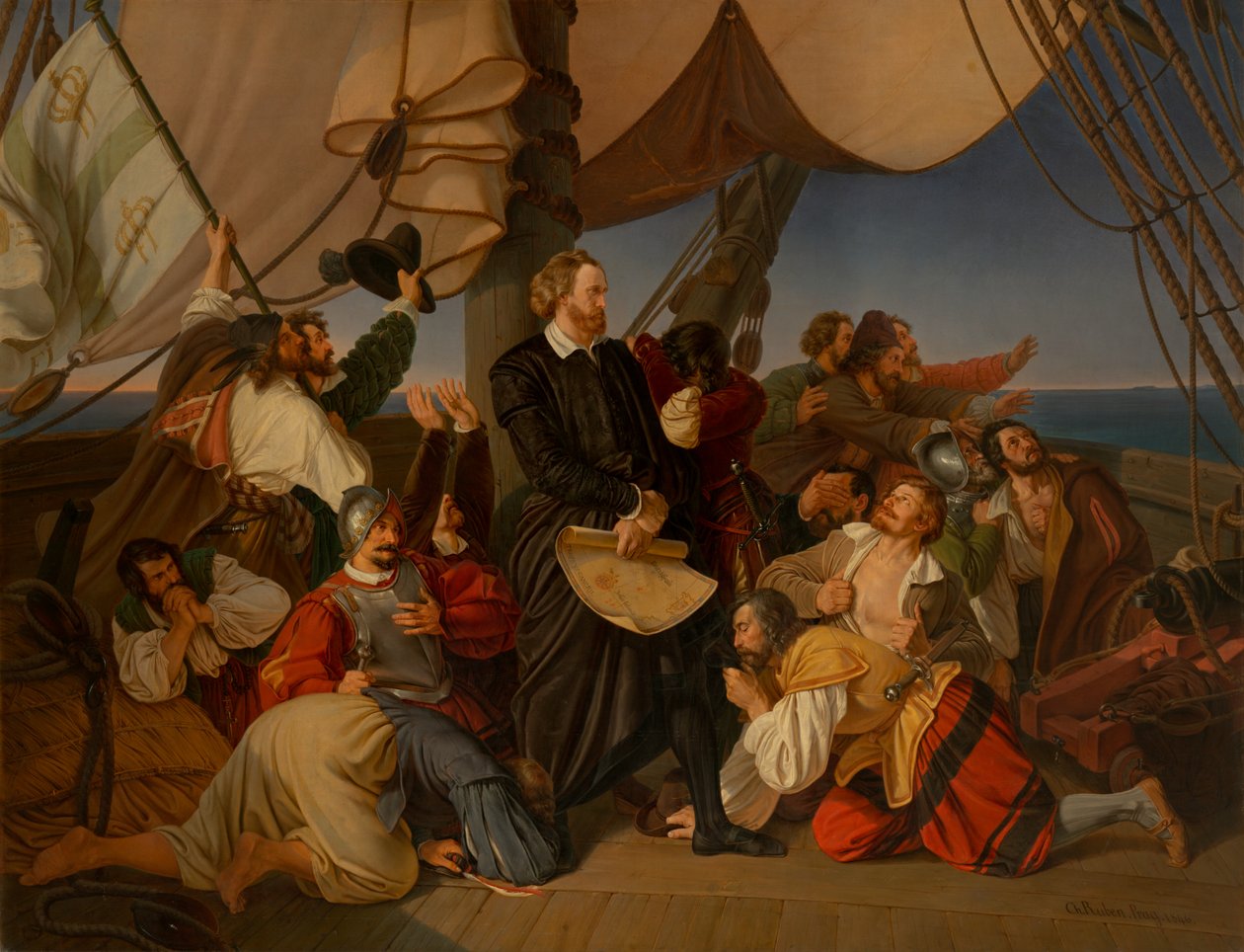 Columbus Discovers the Shores of America, 1846 tekijältä Christian Ruben