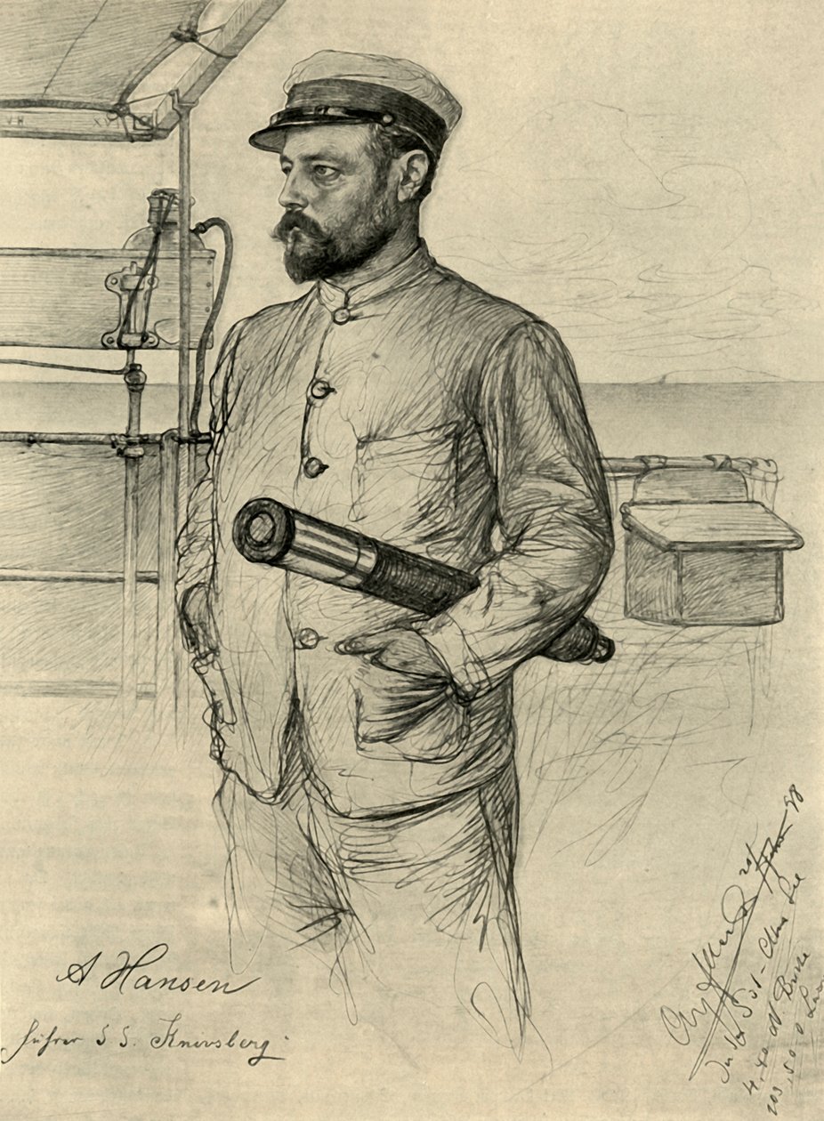 Hansen, ensimmäinen upseeri "Knivsbergillä", Etelä-Kiinan merellä, 1898. tekijältä Christian Wilhelm Allers