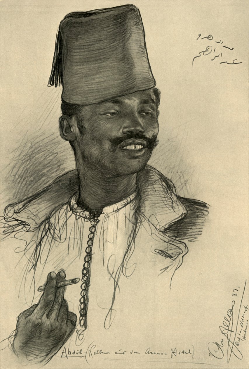 Abdul, tarjoilija Aswan-hotellissa, Egyptissä, 1898. tekijältä Christian Wilhelm Allers