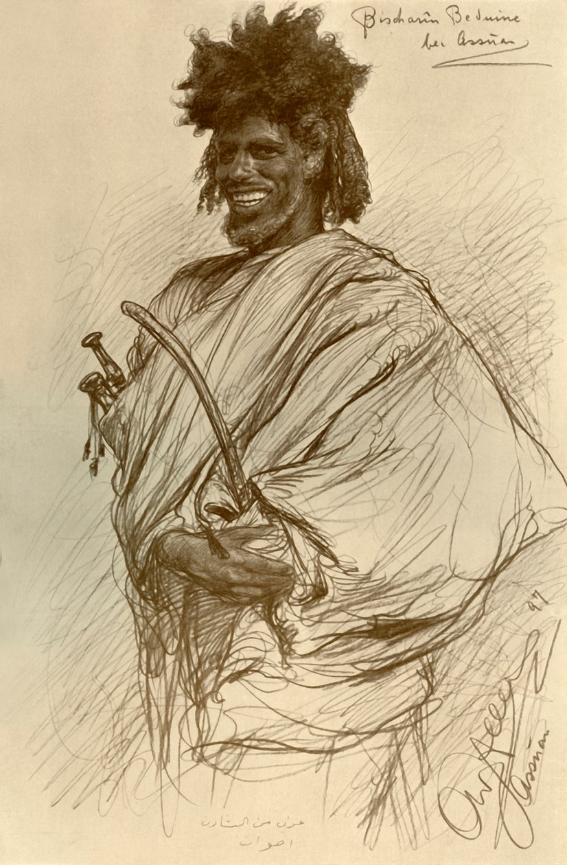 Bishari-mies, Aswan, Egypti, 1898. tekijältä Christian Wilhelm Allers