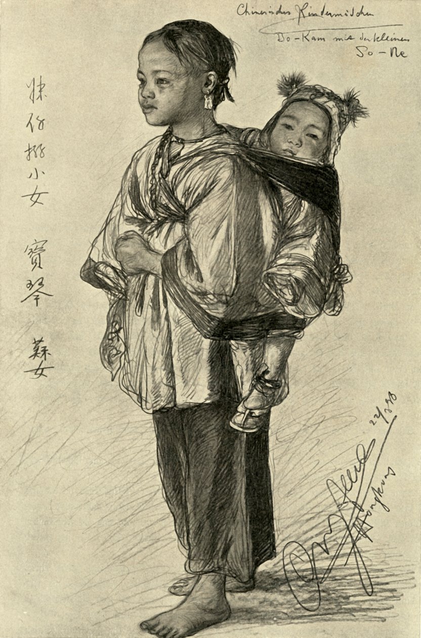 Bo-Kam ja So-Ne - kiinalaiset tytöt, Hongkong, 1898. tekijältä Christian Wilhelm Allers
