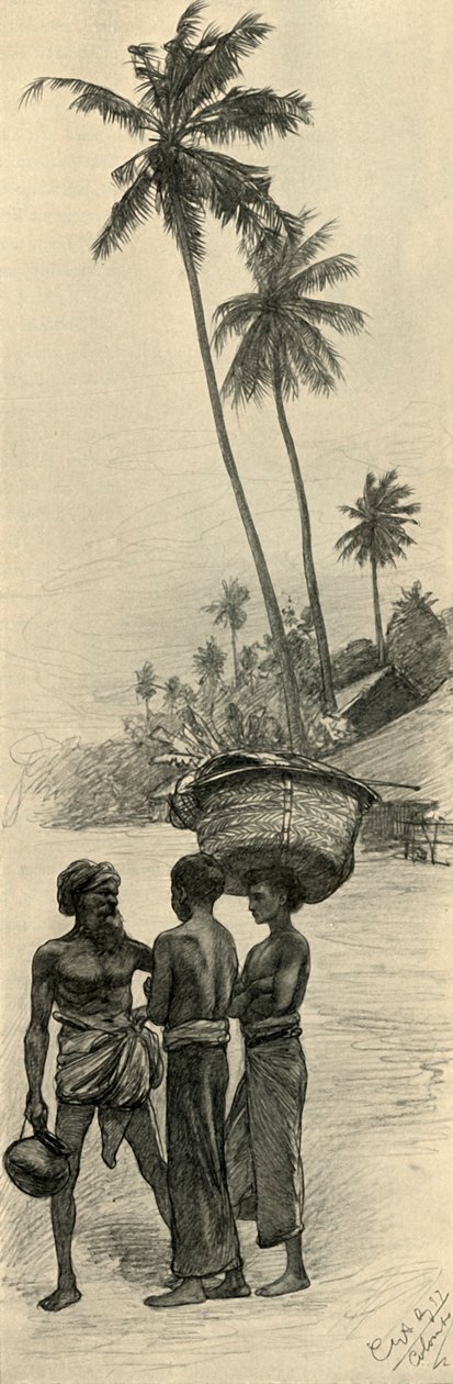 Miesten ryhmä, Colombo, Ceylon, 1898. tekijältä Christian Wilhelm Allers