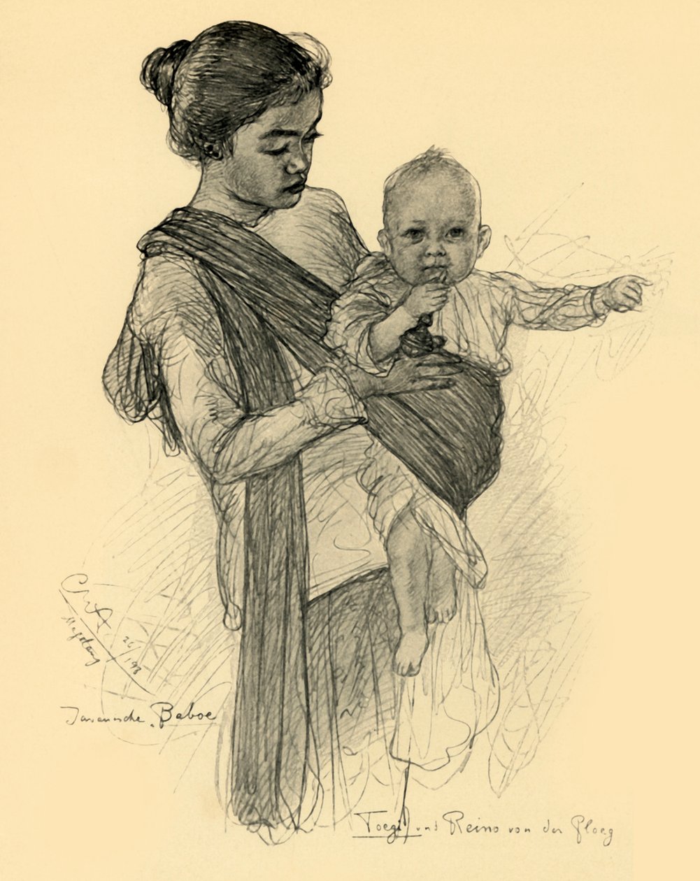 Jaavalainen lastenhoitaja eurooppalaisen vauvan kanssa, Magalang, 1898. tekijältä Christian Wilhelm Allers