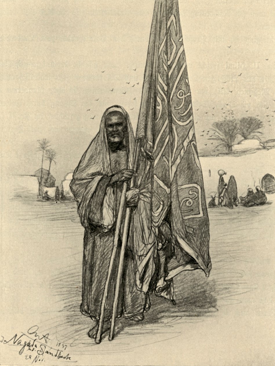 Mies lipun kanssa, Nagada, Egypti, 1898. tekijältä Christian Wilhelm Allers