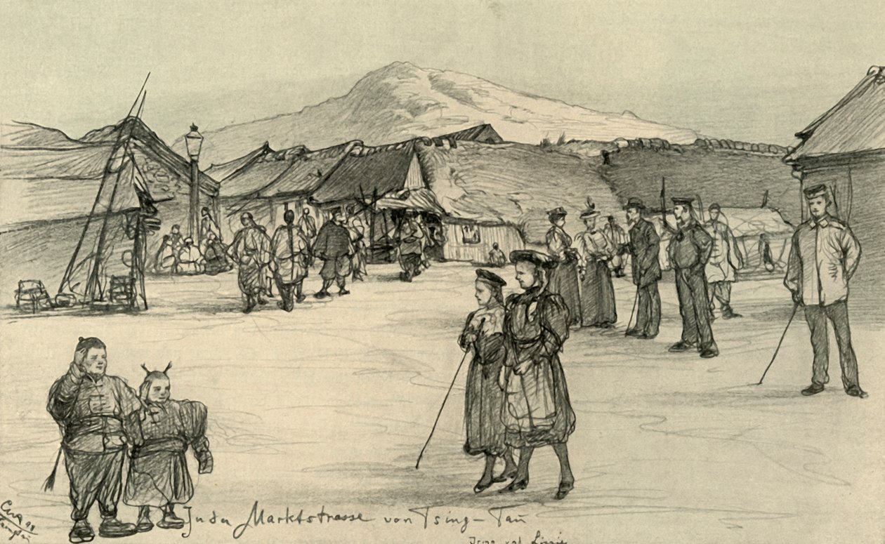 Weeping Market, Tsingtao, Kiina, 1898. tekijältä Christian Wilhelm Allers