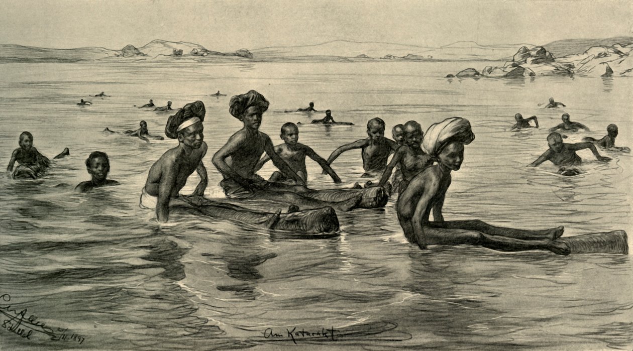 Miehet Niilissä ensimmäisessä kaihissa Egyptissä, 1898. tekijältä Christian Wilhelm Allers