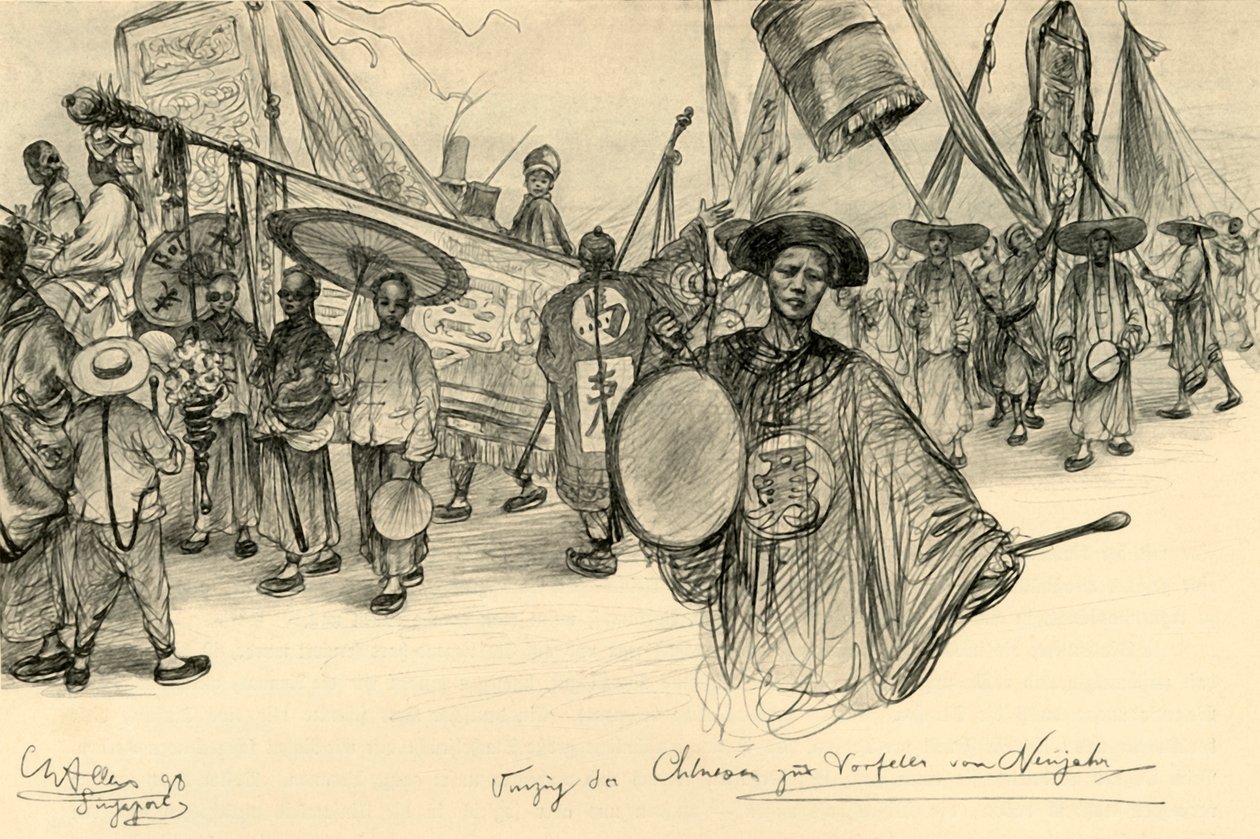 Uudenvuoden paraati, Singapore, 1898. tekijältä Christian Wilhelm Allers