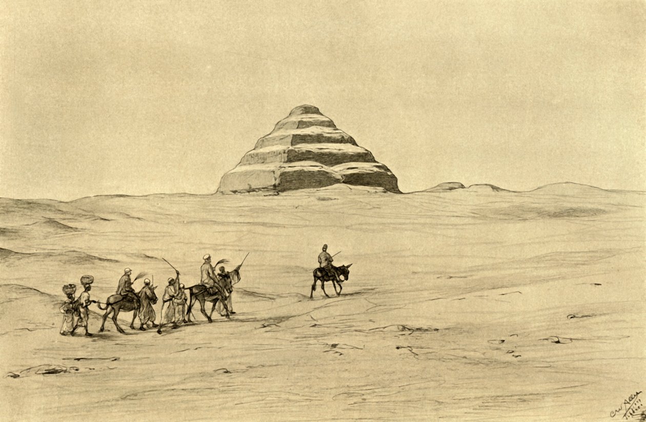 Djoserin pyramidi Saqqarassa lähellä Kairoa, Egypti, 1898. tekijältä Christian Wilhelm Allers