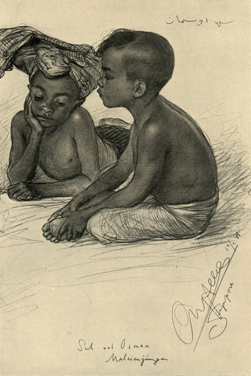 Sah ja Osman, malaijilaiset pojat, Singapore, 1898. tekijältä Christian Wilhelm Allers