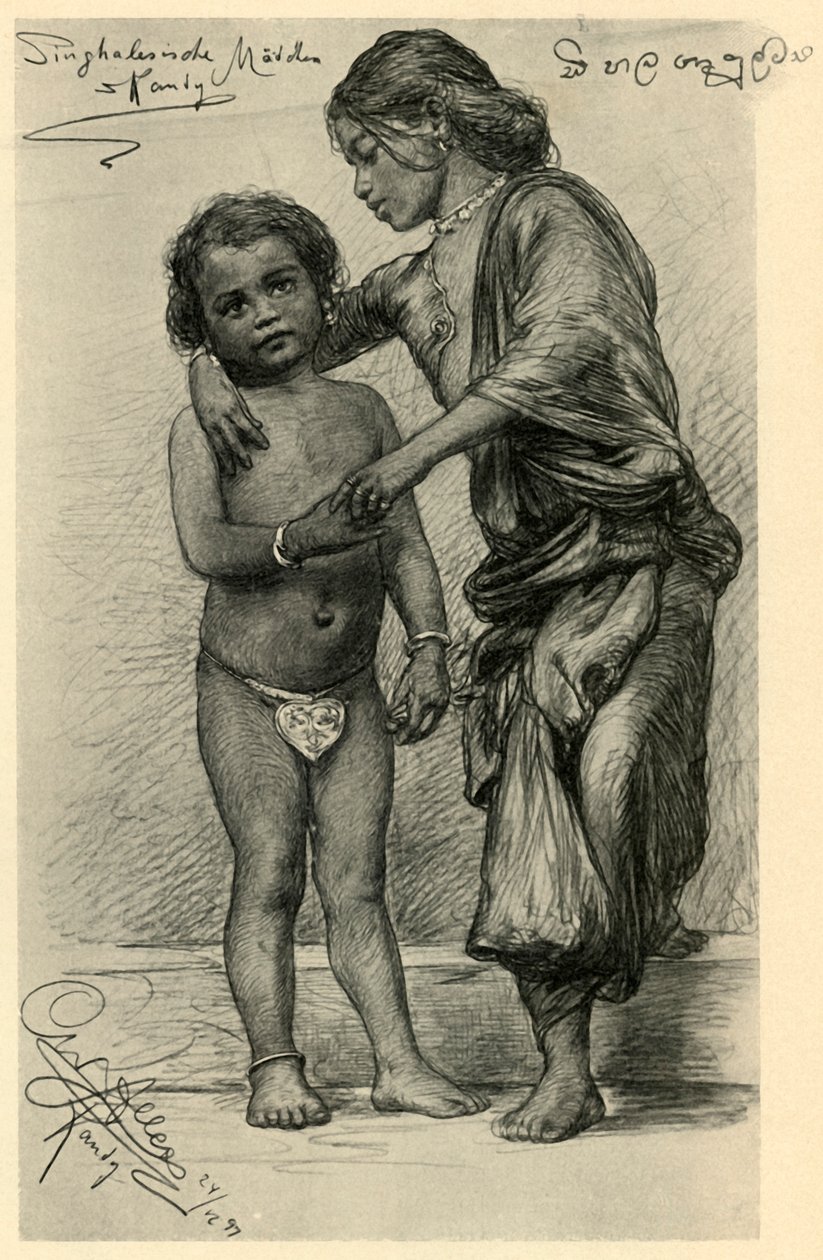 Sinhalesetytöt, Kandy, Ceylon, 1898. tekijältä Christian Wilhelm Allers
