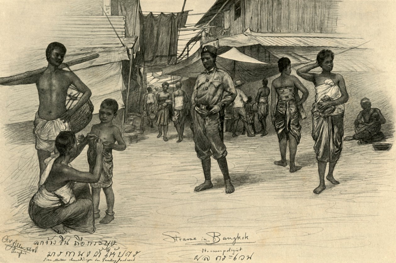 Katukuvaus, Bangkok, Siam, 1898. tekijältä Christian Wilhelm Allers