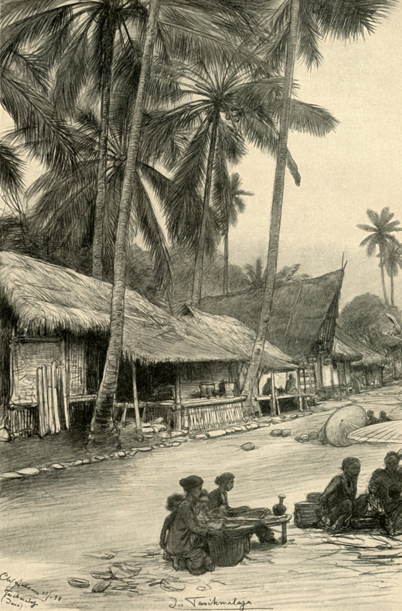 Katunäkymä Tasikmalayassa, Javassa, 1898. tekijältä Christian Wilhelm Allers