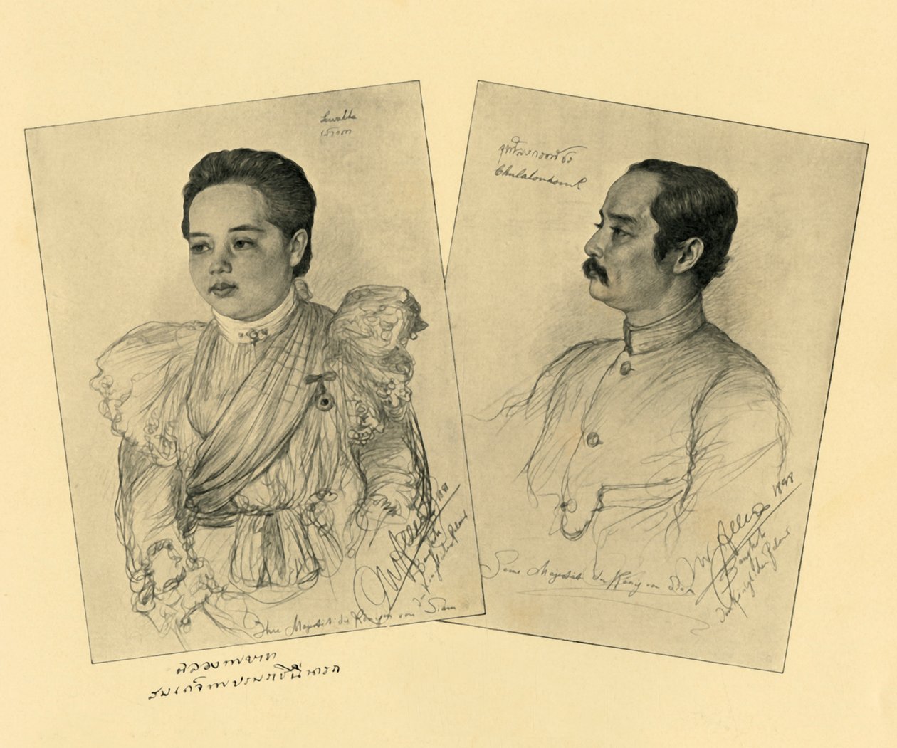 Siamin kuningas ja kuningatar, 1898. tekijältä Christian Wilhelm Allers
