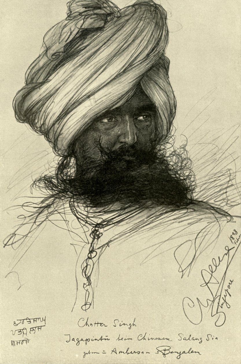 Watchman Chatter Singh, Singapore, 1898. tekijältä Christian Wilhelm Allers