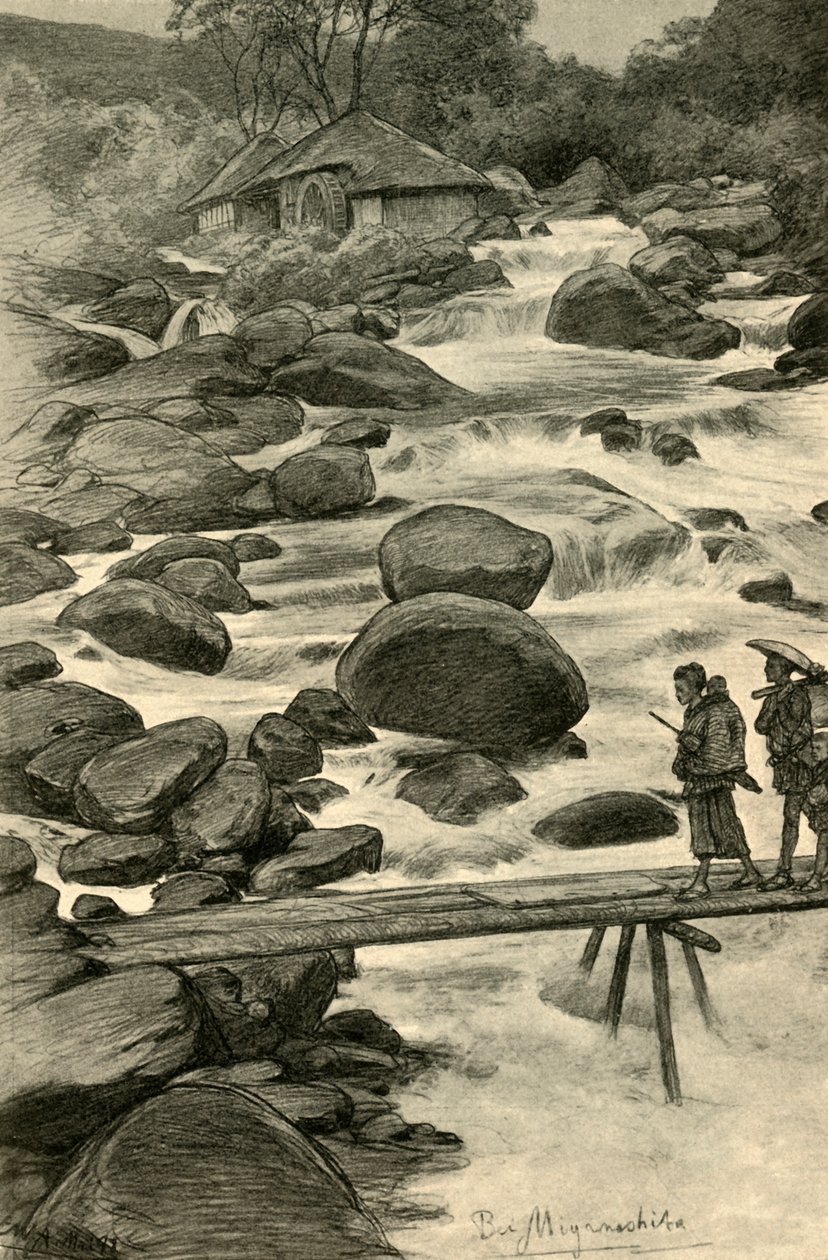 Vesiputoukset Miyanoshitassa, Japanissa, 1898. tekijältä Christian Wilhelm Allers