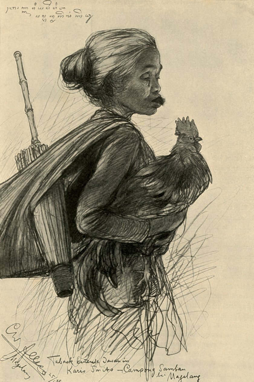 Nainen purutupakkaa, Magelang, Java, 1898. tekijältä Christian Wilhelm Allers