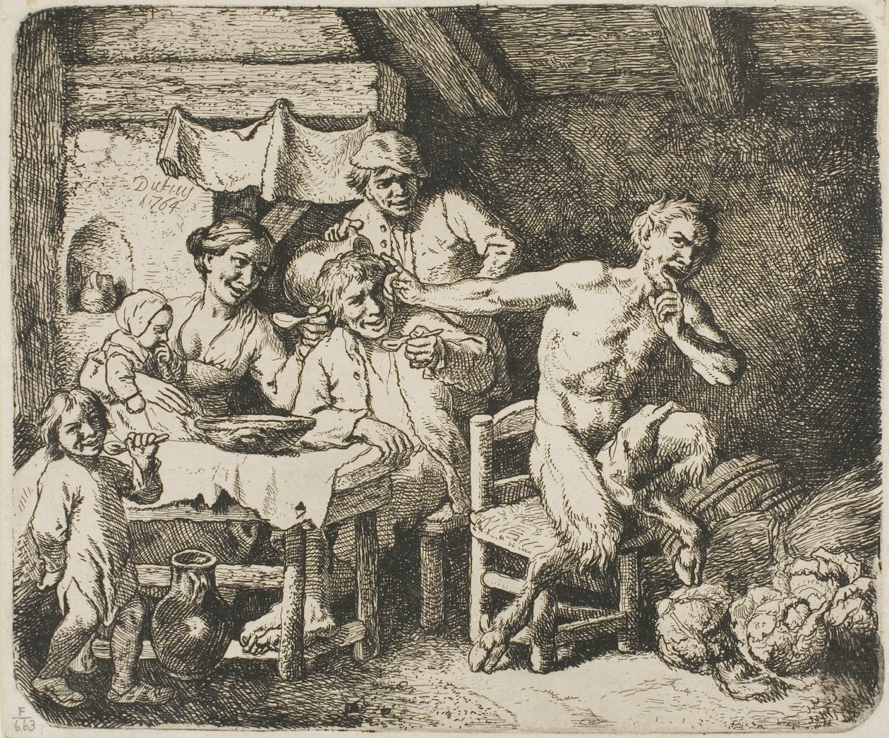 Satyyri talonpojan talossa tekijältä Christian Wilhelm Ernst Dietrich