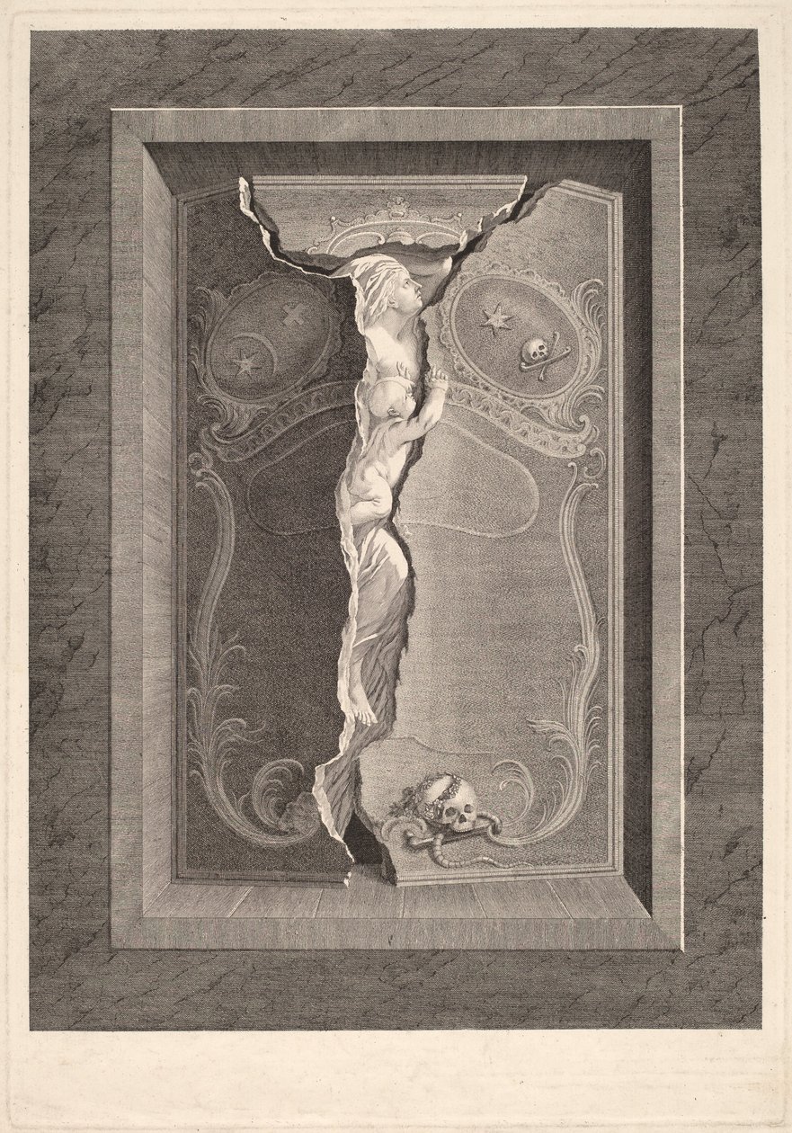 Madame Langhansin hauta tekijältä Christian von Mechel and Bartholomäus Hübner, after Johannes August Nahl, the Younger