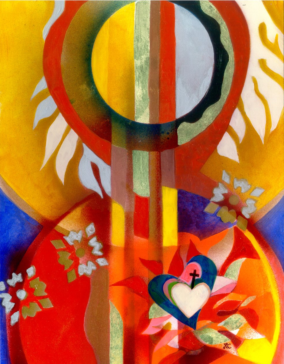 Our Lady of the Sacred Heart, n. 2010 (akryyli paneelille ja lehtikultaa). tekijältä Christina Saj