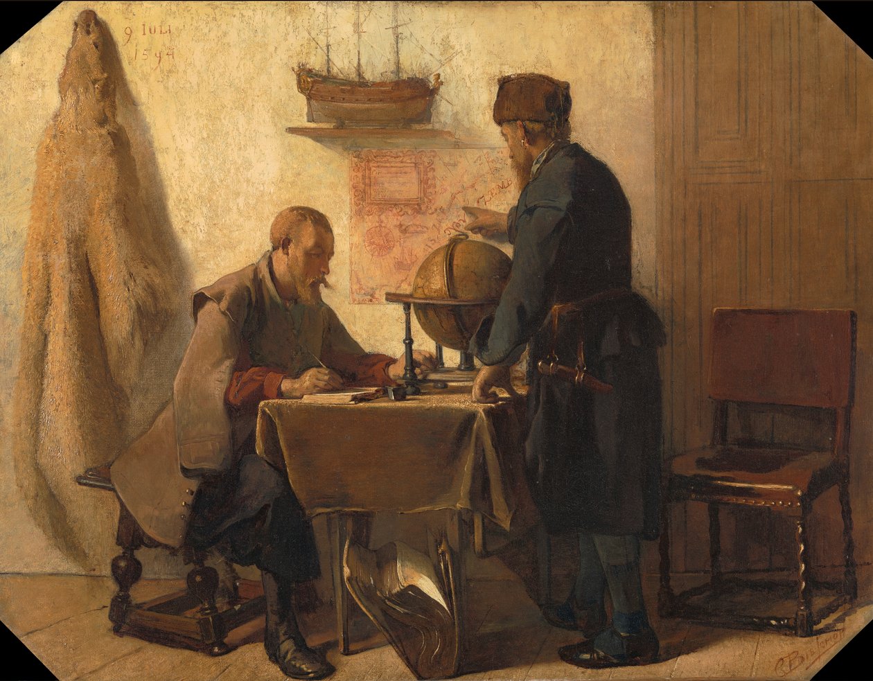 Heemskerck en Barends, hun tweeden togt naar het Noorden beramende tekijältä Christoffel Bisschop