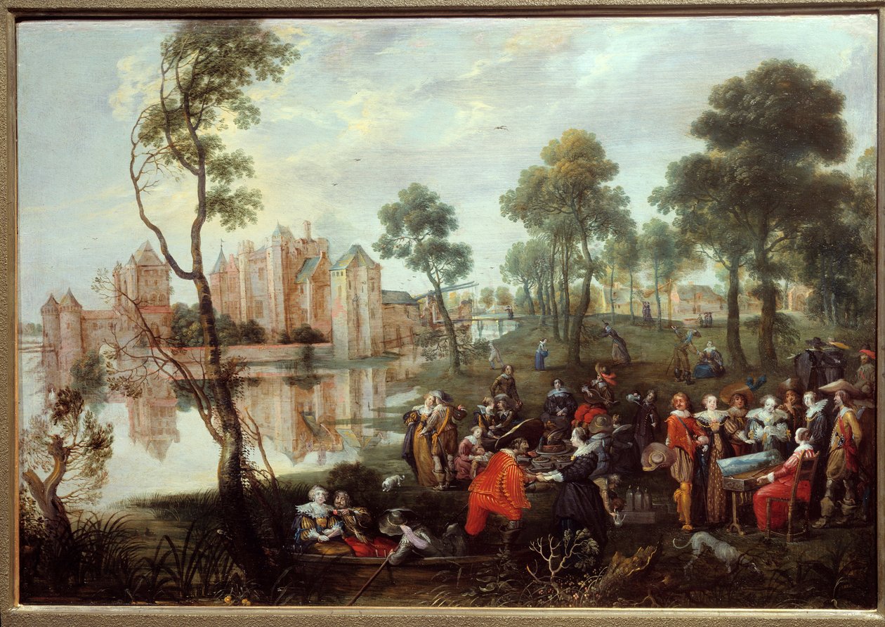 Välipala Gallant Scene Parkissa. Christophe Van der Lamenin (1606-1651) maalaus tekijältä Christoffel Jacobsz van der Lamen