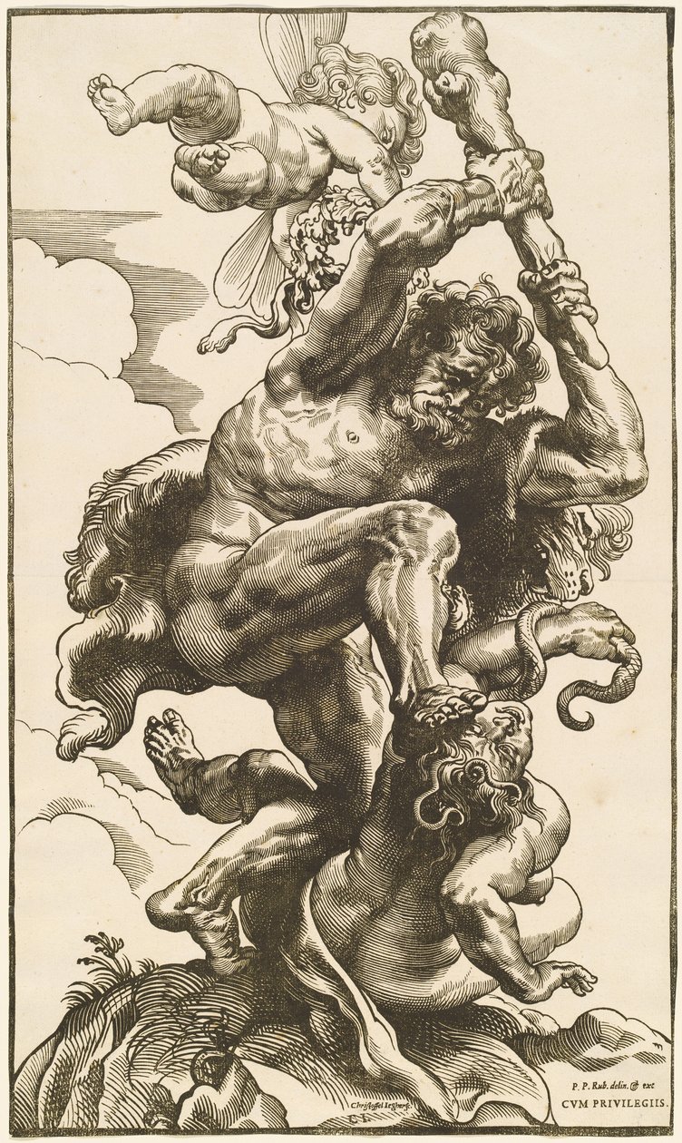 Hercules taistelee raivoa ja epäsopua vastaan tekijältä Christoffel Jegher after Sir Peter Paul Rubens