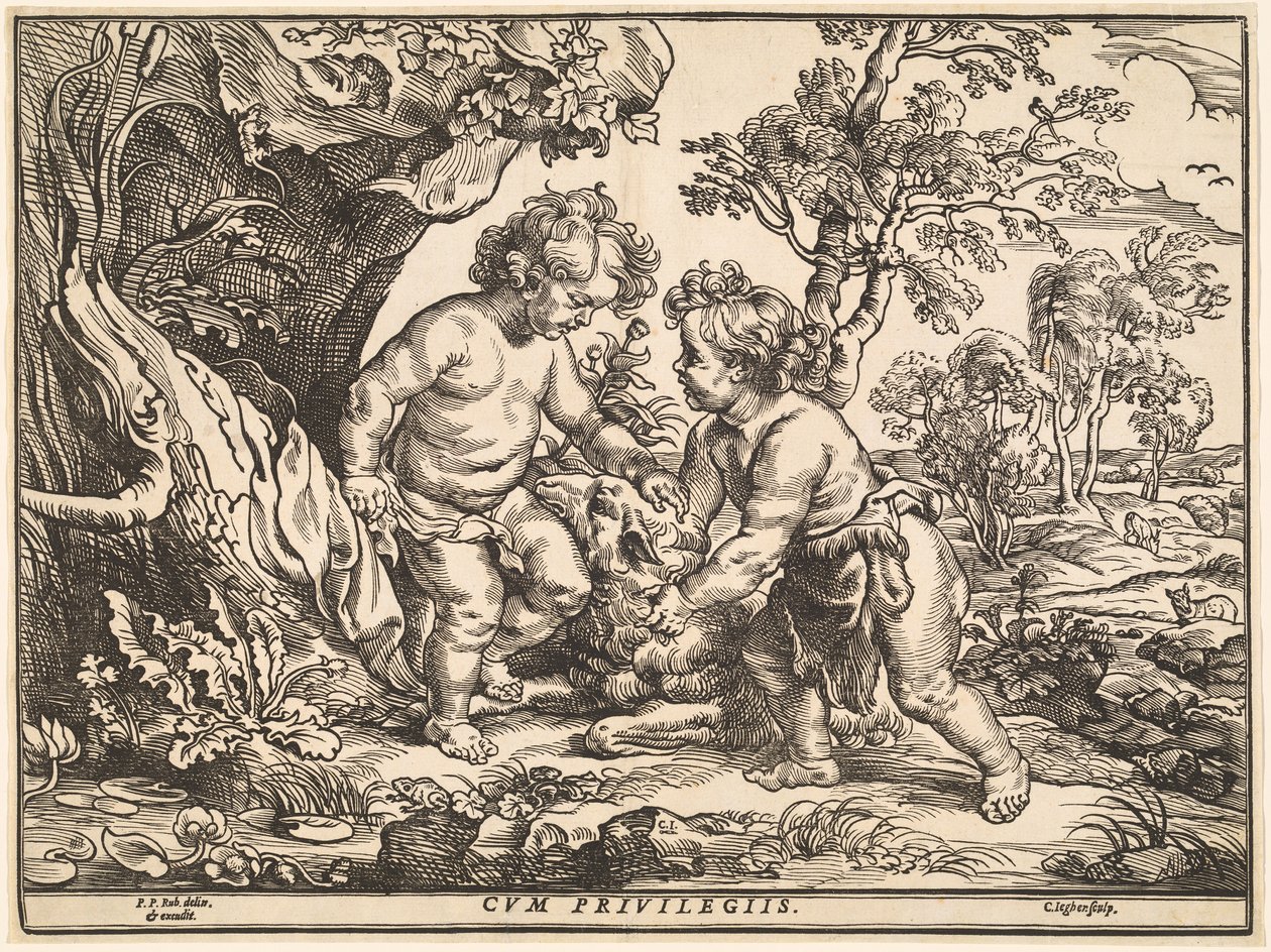 Kristus-lapsi ja Pyhä Johannes leikkimässä Karitsan kanssa tekijältä Christoffel Jegher after Sir Peter Paul Rubens