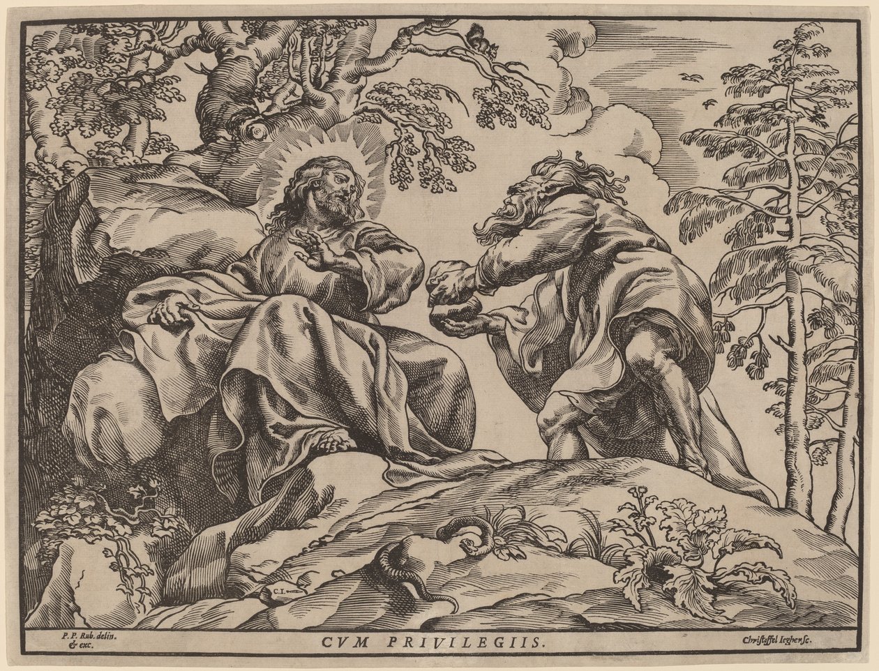 Kristuksen kiusaus paholaisen toimesta tekijältä Christoffel Jegher after Sir Peter Paul Rubens