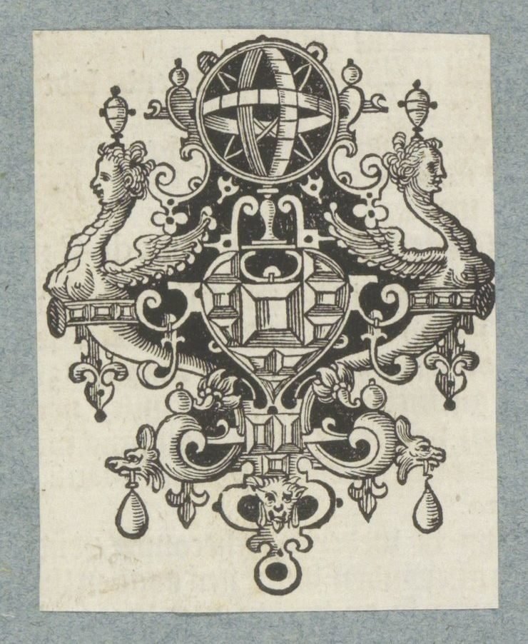 Ornamentti jalokivillä ja taivaanpallolla tekijältä Christoffel van Sichem (II) (possibly)