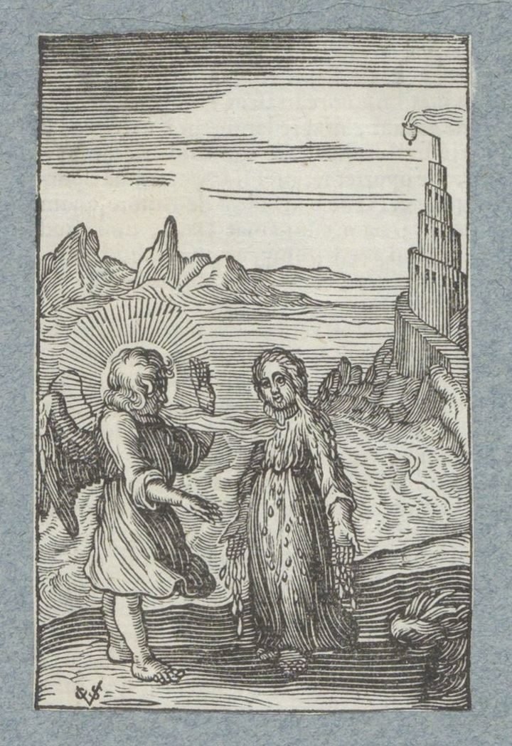 Lapsi sulaa enkelin kuuman hengityksen alla Pia Desideria (sarjan nimi) tekijältä Christoffel van Sichem (II)